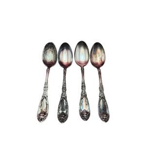4 Oneida La Vigne Silverplate 1908 Five O’Clock Teaspoon Vintage Grape 5 1/8”